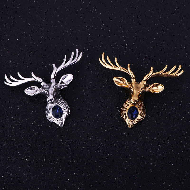 Men's Majestic Blue Gem Deer Brooch