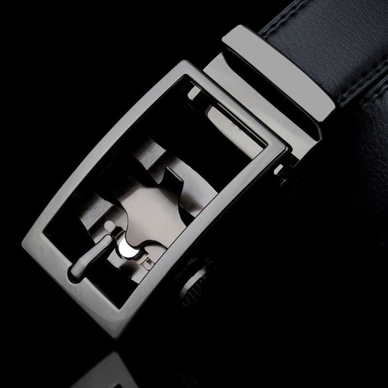 Men's Sophisticated Hollow Automatic Buckle Leather Belt - image 8