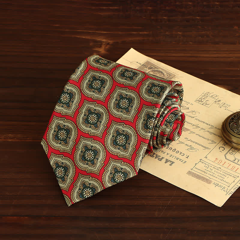 Men's Chili Pepper Red & Green Medallion Necktie