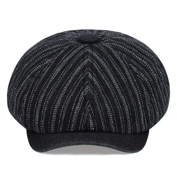 Trendy Striped Octagonal Newsboy Beret Cap - image 1