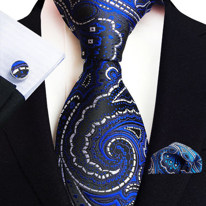 3Pcs Men's Classic Paisley Floral Necktie Set