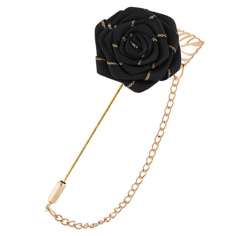 Men's Floral Camellia Chain Brooch