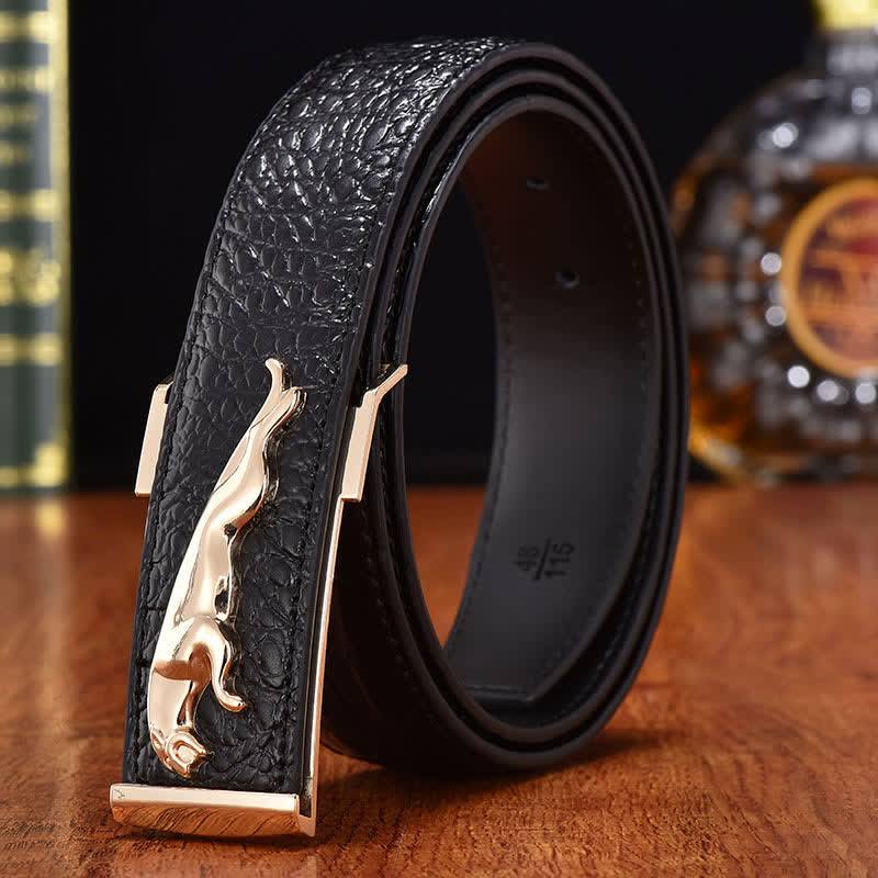 Men's Luxury Business Leopard Buckle Leather Belt