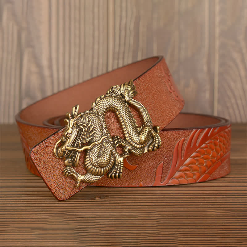 Men's Flying Dragon Luxury Cowskin Leather Belt