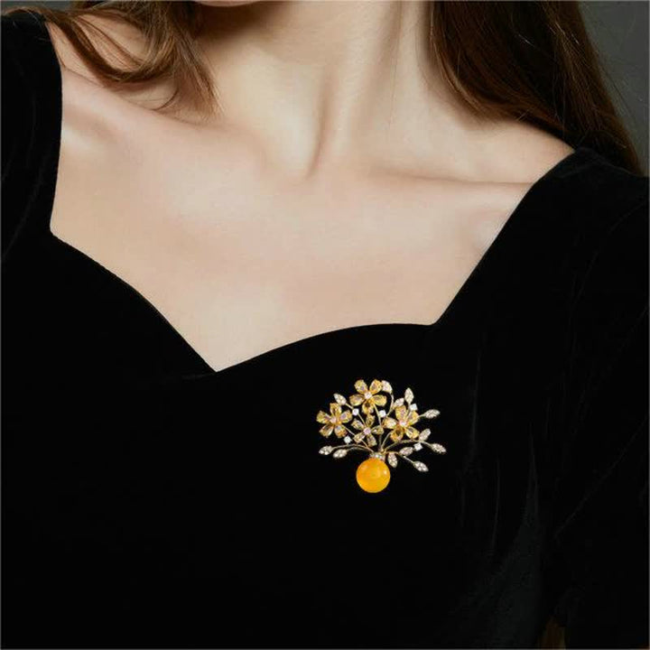 Women's Flower Bouquet Vase Brooch - image 2