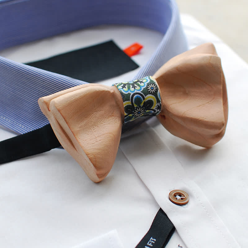 Men's Ice-sharp Layered Wooden Bow Tie