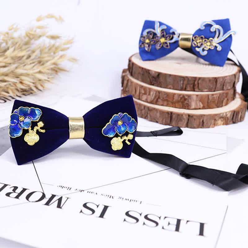 Men's Enamel Flowers Leaves Decor Bow Tie - image 1