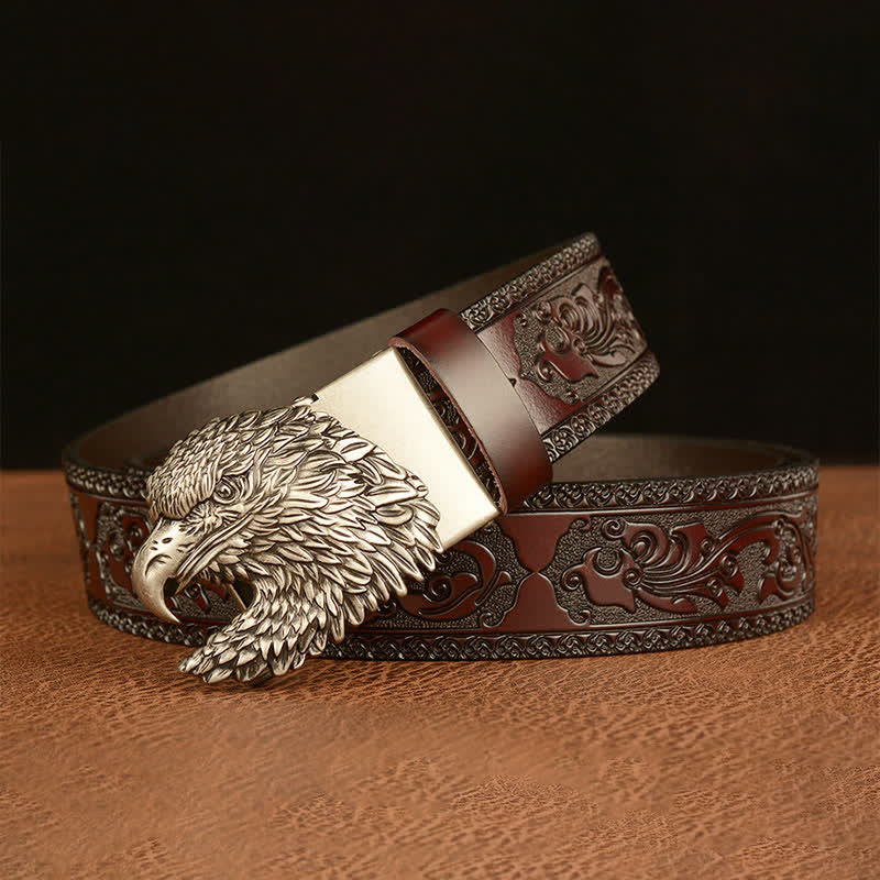 Men's Three-dimensional Eagle Head Leather Belt