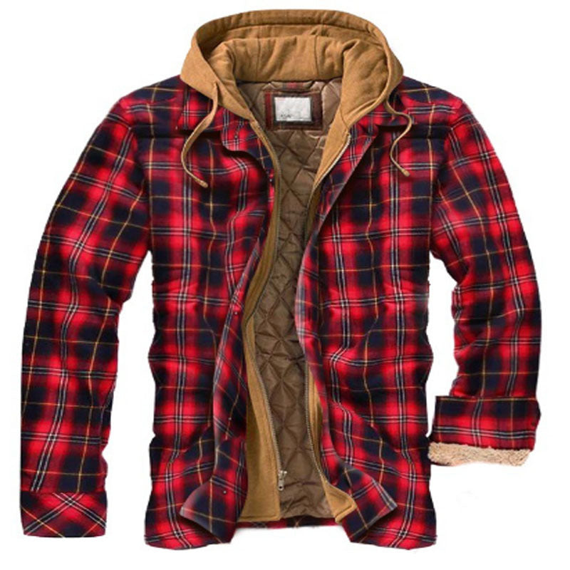Men's Hooded Plaid Quilted Shirt Jacket - Style#4 - 4XL - image 20