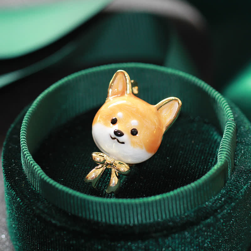 Unisex Cute Enamel Shiba Inu Dog Brooch