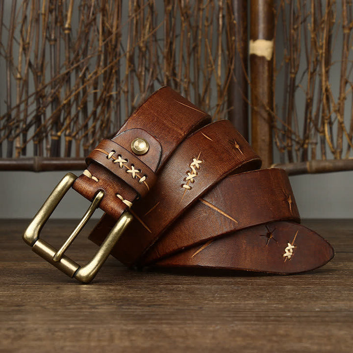 Men's Vintage Fancy Carving Leather Belt