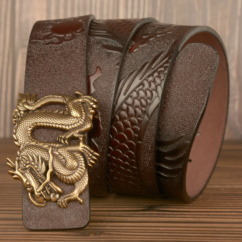 Men's Flying Dragon Luxury Cowskin Leather Belt