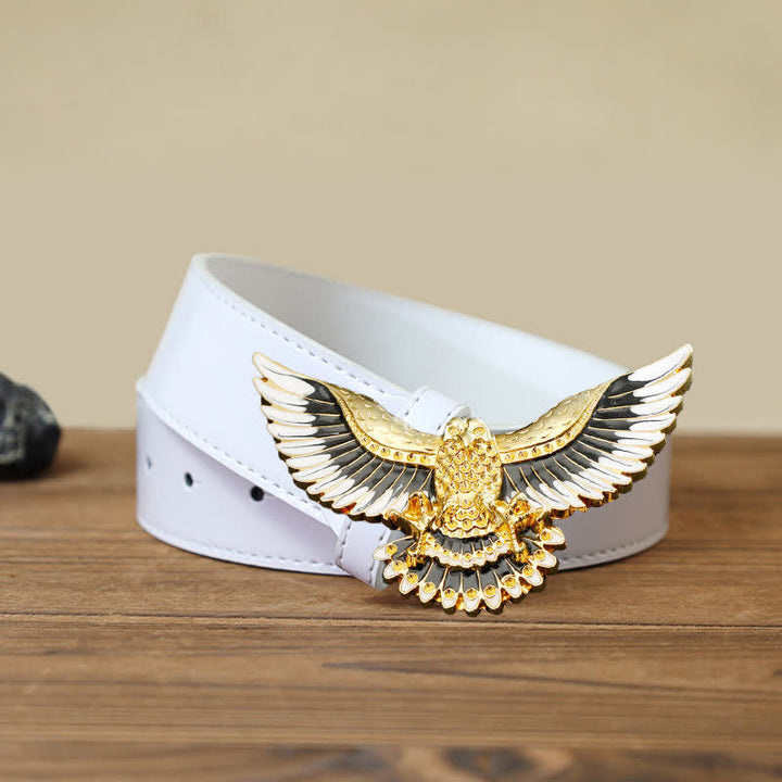 Men's DIY Golden Eagle Spread Wings Buckle Leather Belt