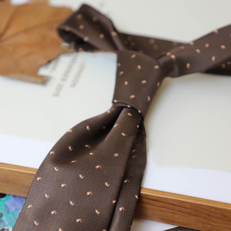 Men's Coffee Colors Series Striped Paisley Necktie - Style #5 - image 8