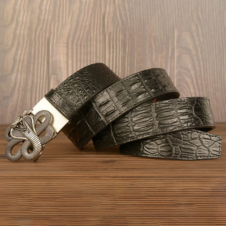 Men's Curled Cobra Alligator Pattern Leather Belt