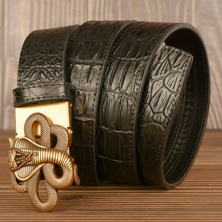 Men's Curled Cobra Alligator Pattern Leather Belt