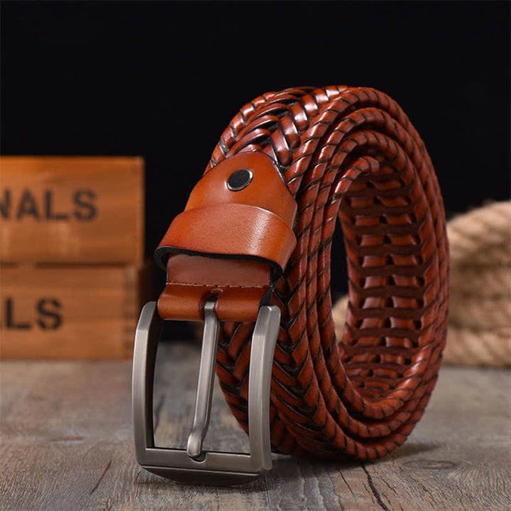 Men's Casual Handwoven Braided Leather Belt