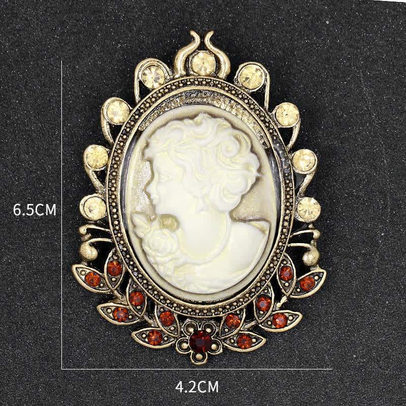 Women's Victorian Cameo Silhouette Leaf Brooch