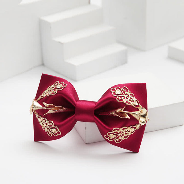 Men's Golden Floral Calla Lily Bow Tie