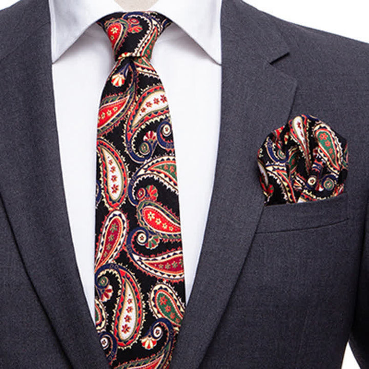 2Pcs Men's Exotic Paisley Necktie Set