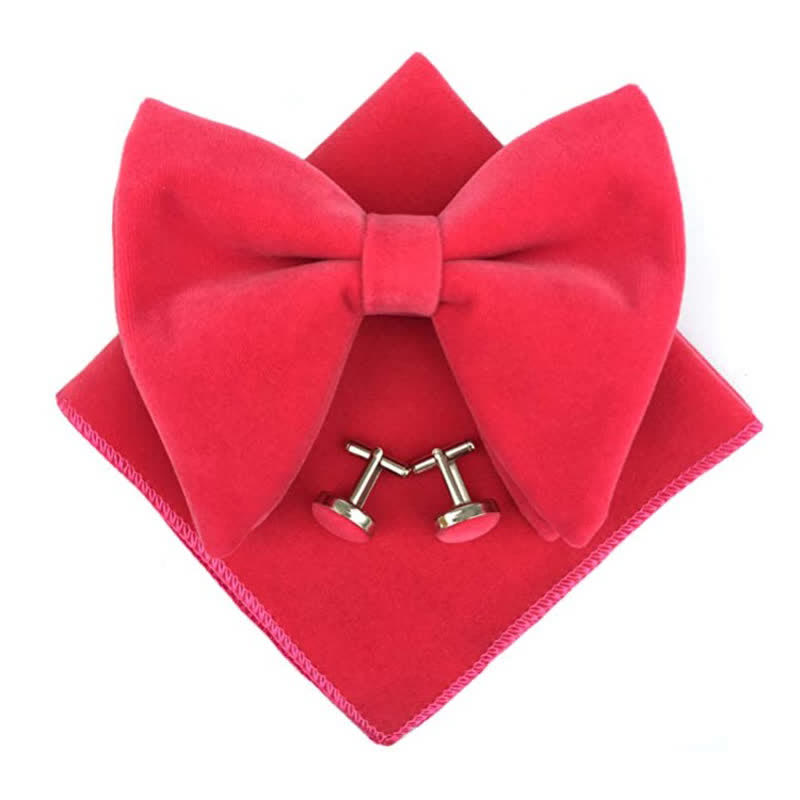 3Pcs Men's Velvet Oversized Pointed Bow Tie Set