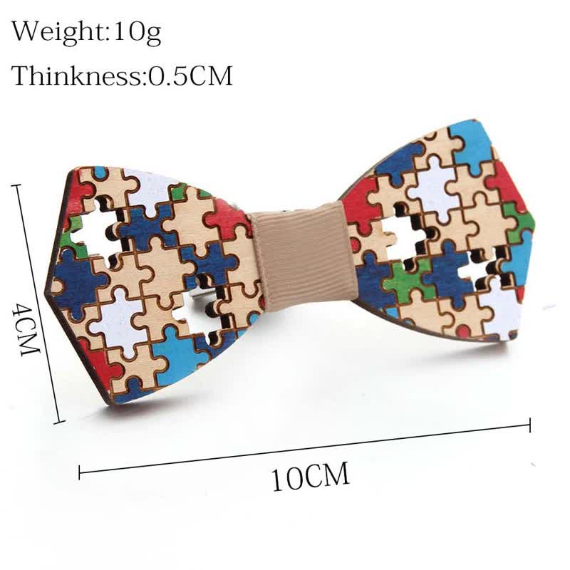 Men's Puzzle Pieces Painting Wooden Bow Tie