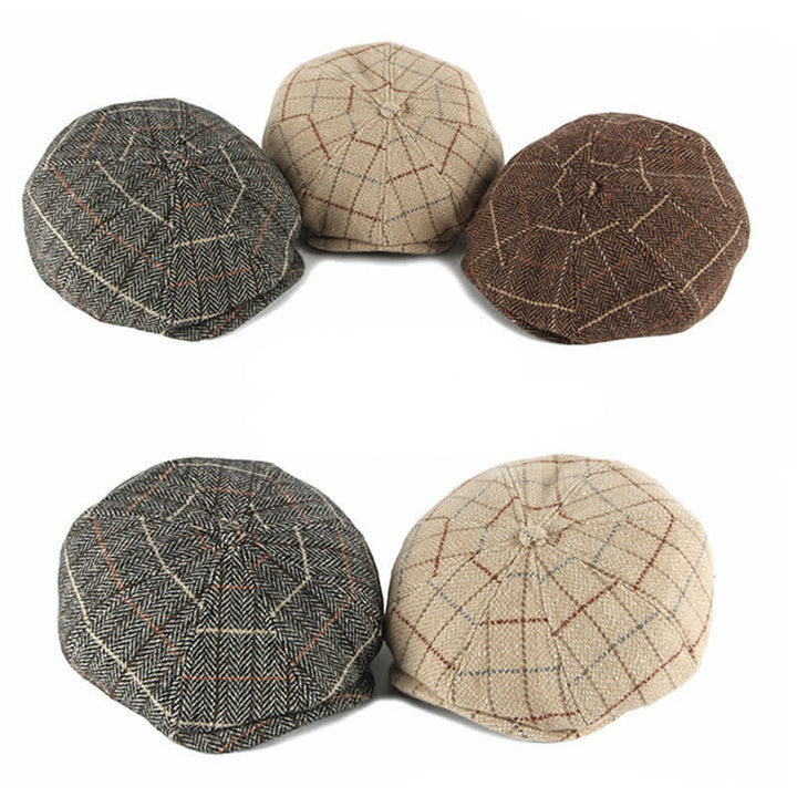 British Plaid Octagonal Cabbie Beret Cap - image 1