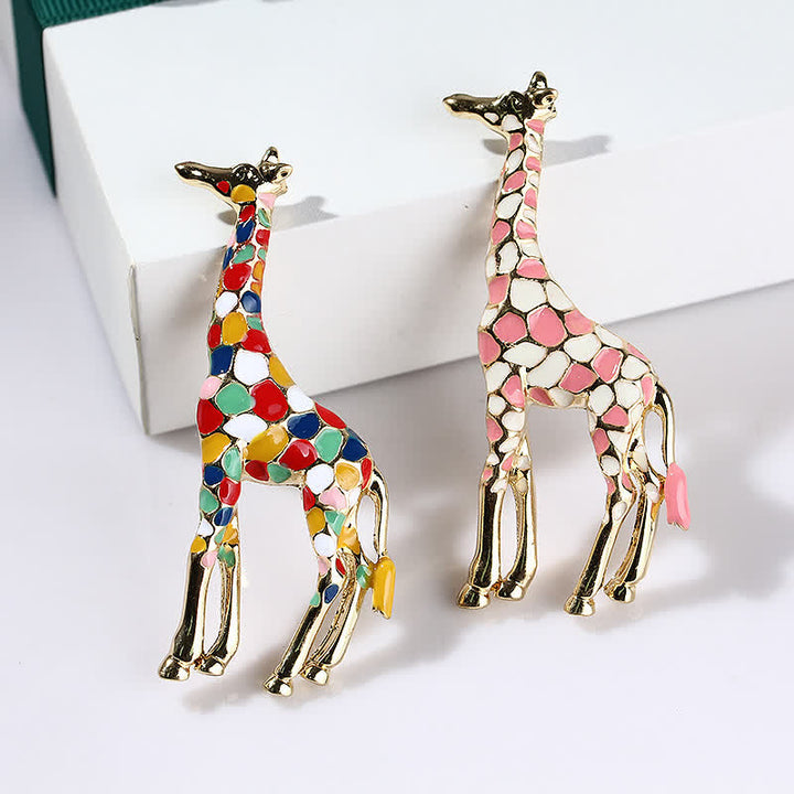 Women's Cartoon Glossy Enamel Giraffe Brooch