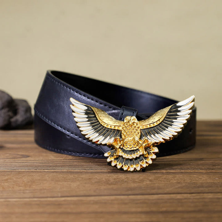 Men's DIY Golden Eagle Spread Wings Buckle Leather Belt