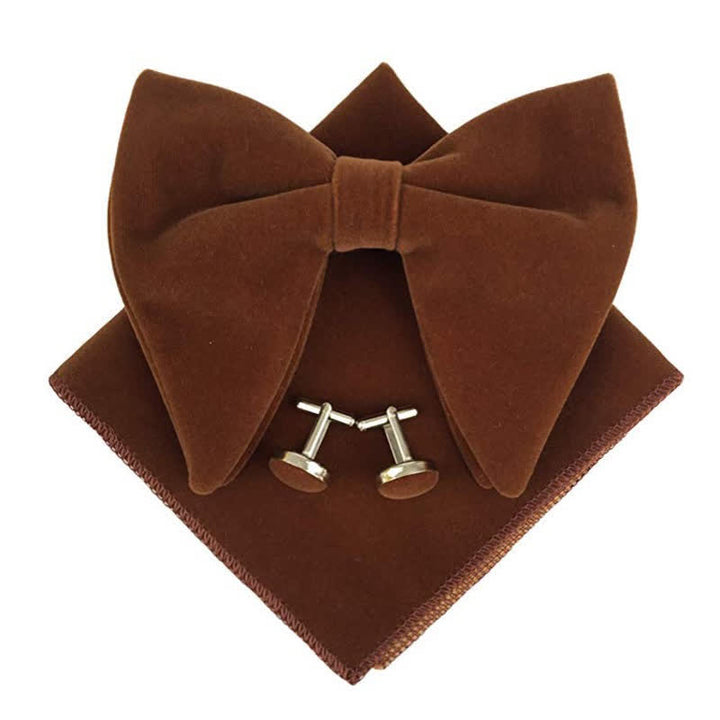 3Pcs Men's Velvet Oversized Pointed Bow Tie Set