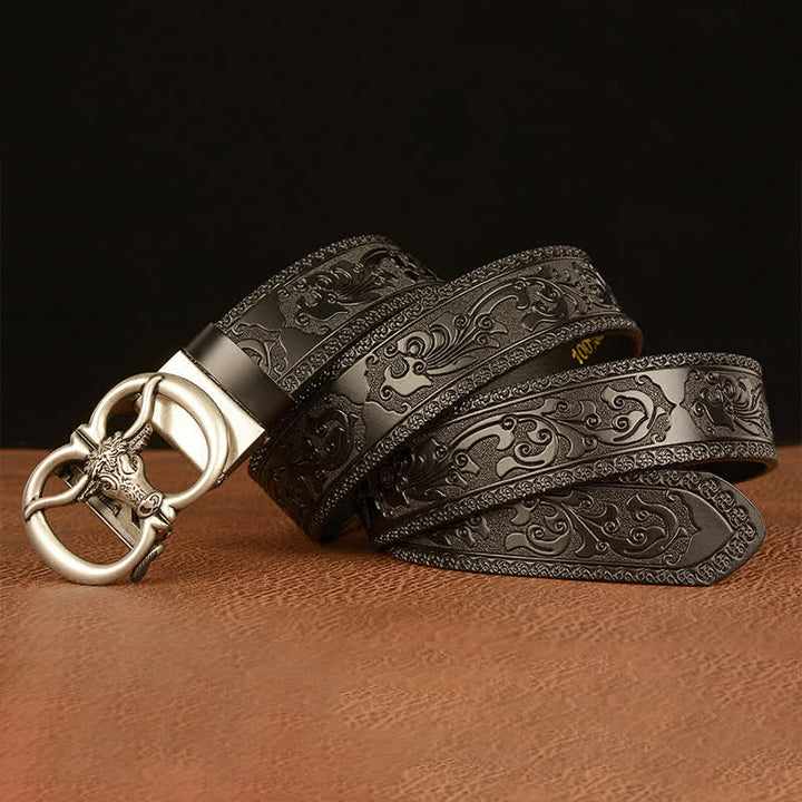 Men's Bull Head Buckle Leather Belt