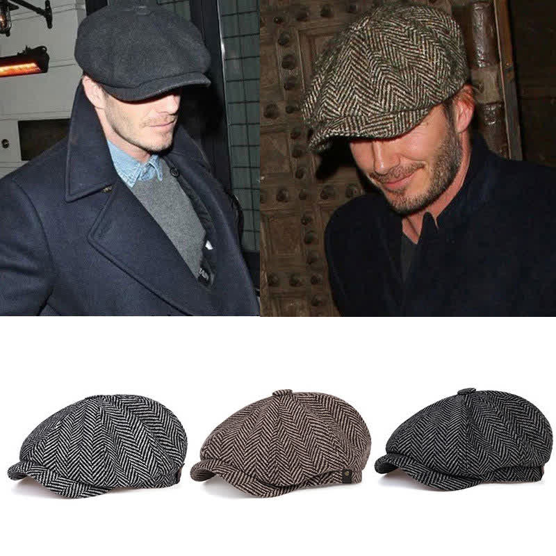 Peaky Blinders Herringbone Octagonal Beret Cap