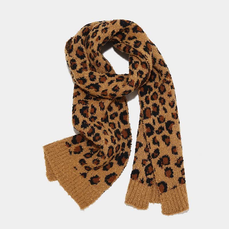 3Pcs Women's Leopard Print Hat Scarf Gloves Set