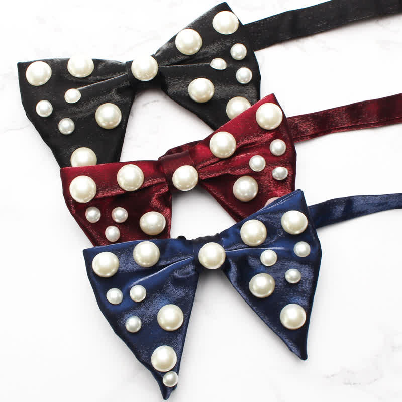 Pearls Bright Oversized Pointed Bow Tie