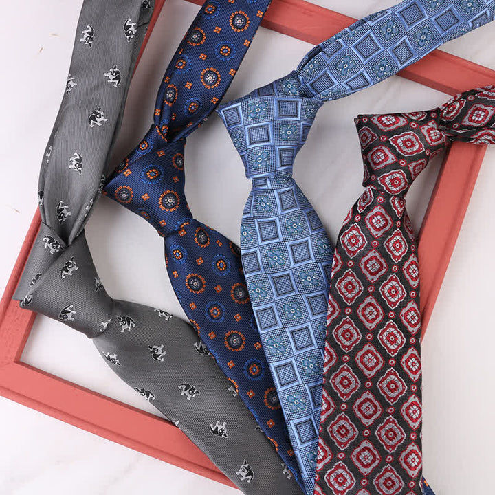 Men's Vintage Geometric Floral Motifs Necktie - image 0