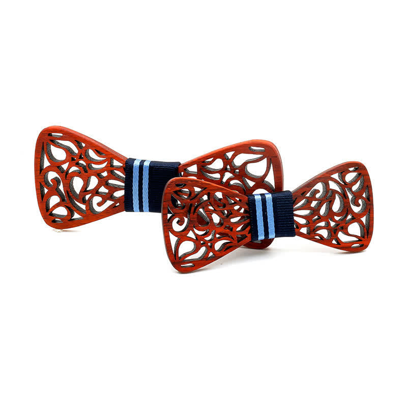 2Pcs Men's Parent-child Hollow Wooden Bow Tie