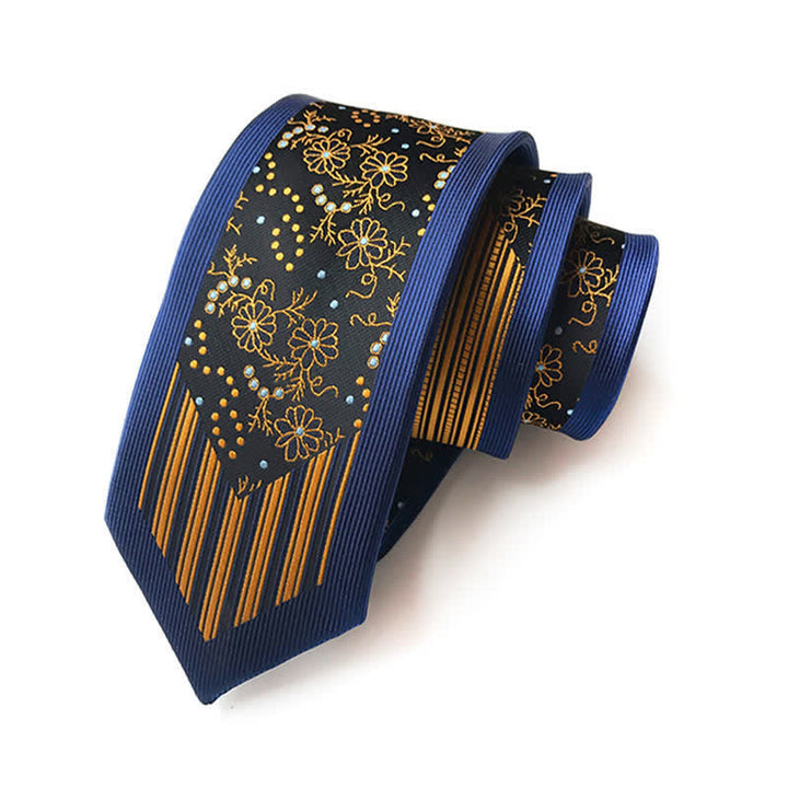 Men's Collision Inspire Paisley Floral Striped Necktie - Navy & Gold - image 1