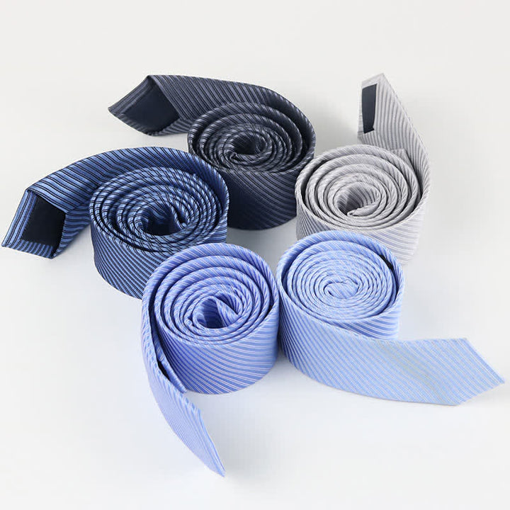 Men's Solid Grey Blue White Twill Daily Necktie - image 7