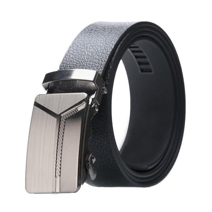 Men's Business Automatic Buckle Black Leather Belt - Style #6 - Silver - 42 - image 13