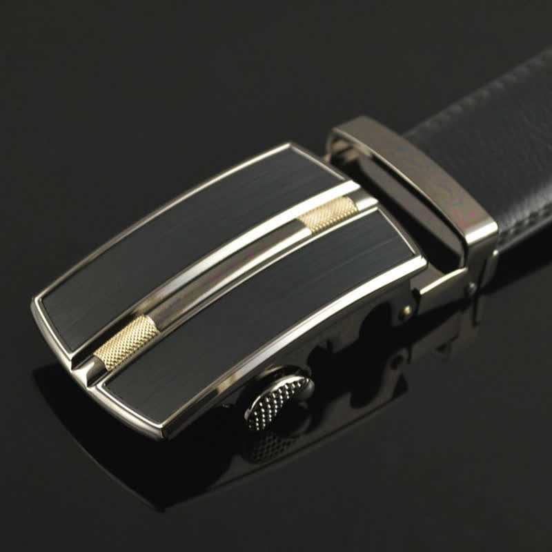 Men's Simple Hollow Automatic Buckle Leather Belt - image 3