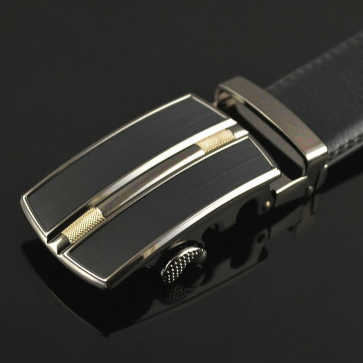 Men's Simple Hollow Automatic Buckle Leather Belt - image 3