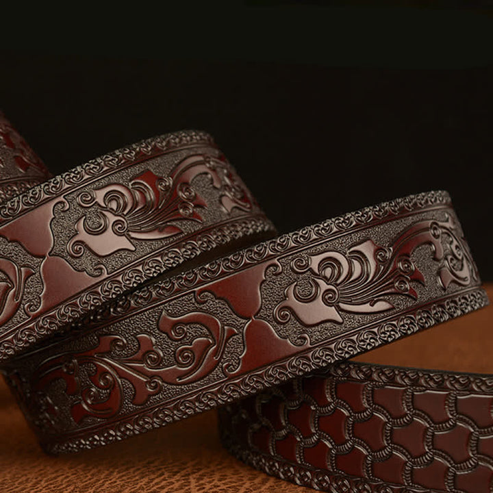 Men's Coiling Dragon Embossing Leather Belt