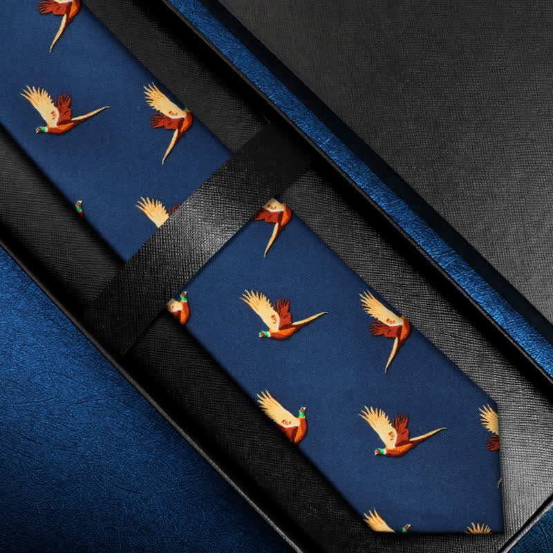 Men's Navy Blue Pheasant Flighting Necktie