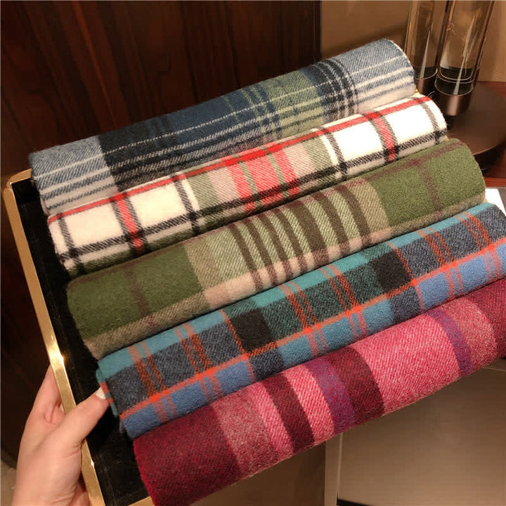 Unisex Cashmere Edinburgh Big Warm Plaid Scarf