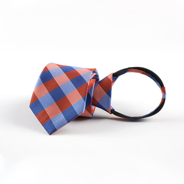 Men's Blend Color Zipper Tie Plaid Necktie