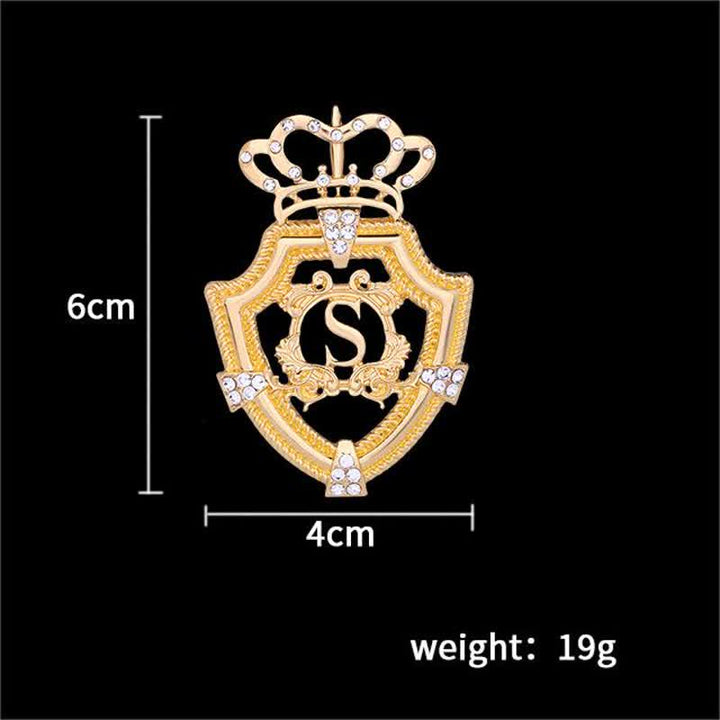 Men's Royal English Letter Crown Brooch