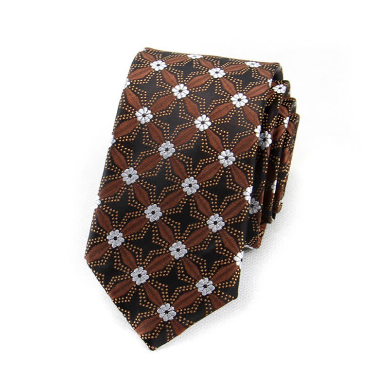 Men's Flower Embroidered Geometric Necktie