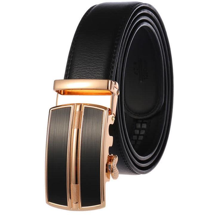 Men's Simple Hollow Automatic Buckle Leather Belt - Black #4 - 46 - image 10