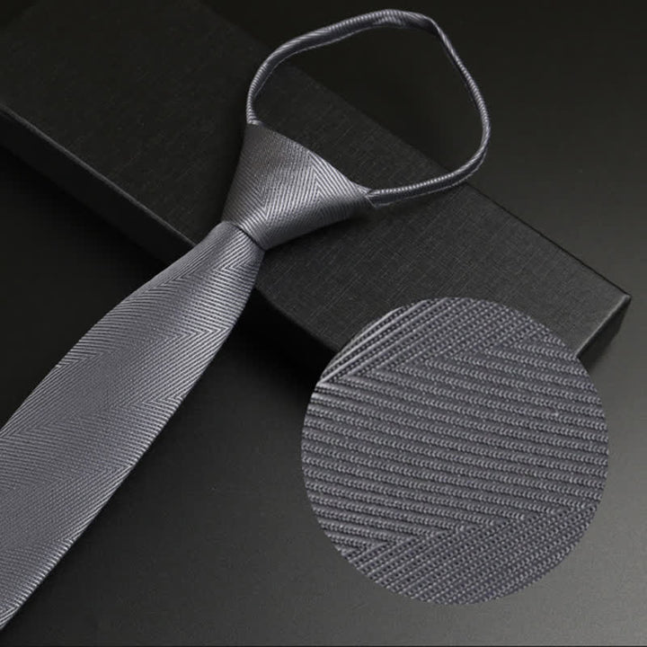 Men's Black-Gray Zipper Tie Classic Necktie - Gray - image 3