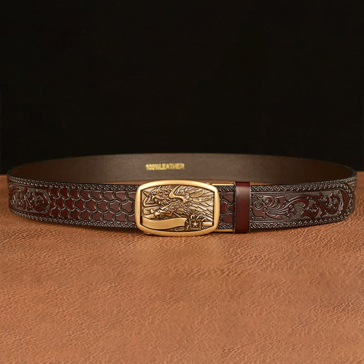 Men's American Flag Hawk Eagle Leather Belt